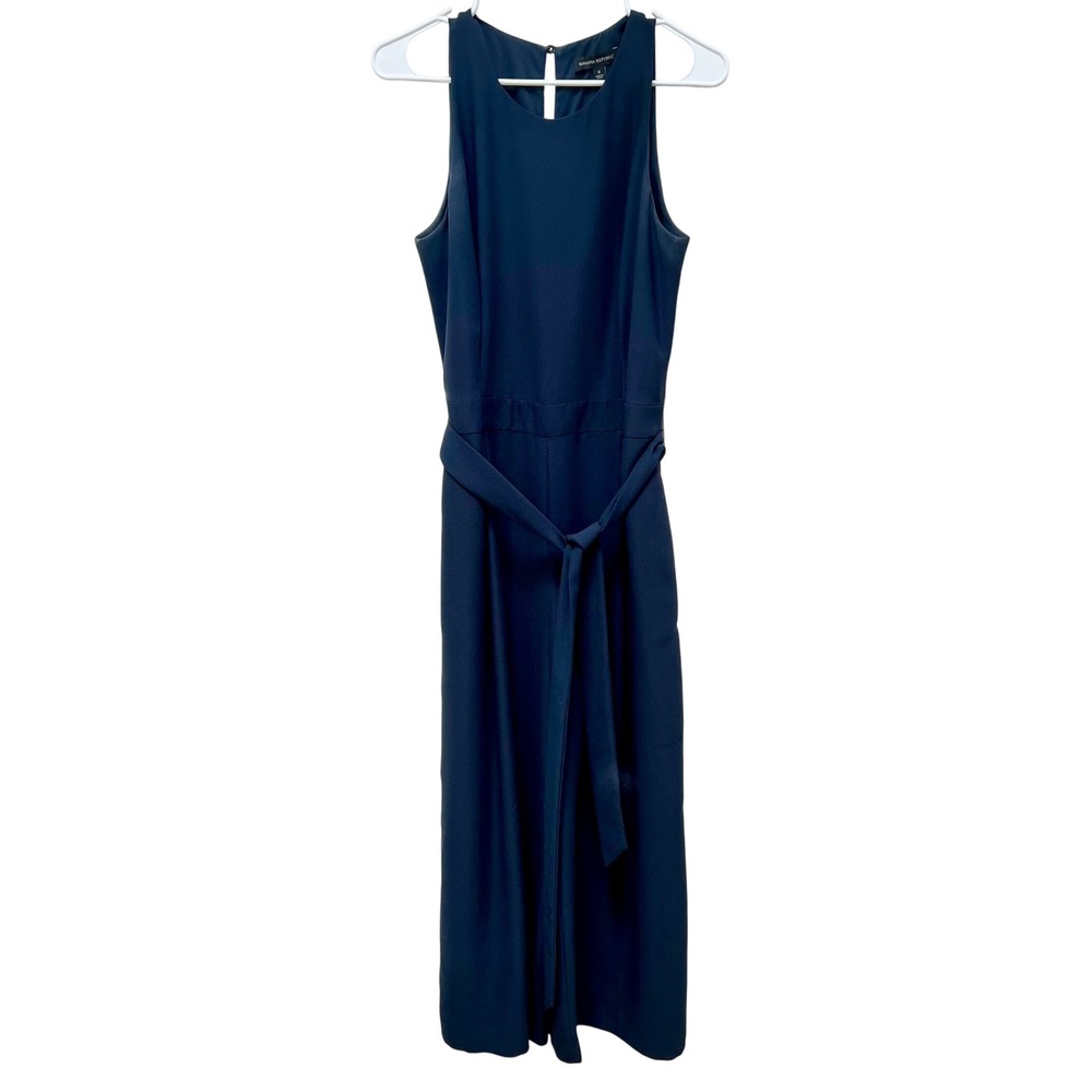 Banana Republic Women Navy Blue Sleeveless Jumpsuit Sz 6 Old Money Quiet Luxury